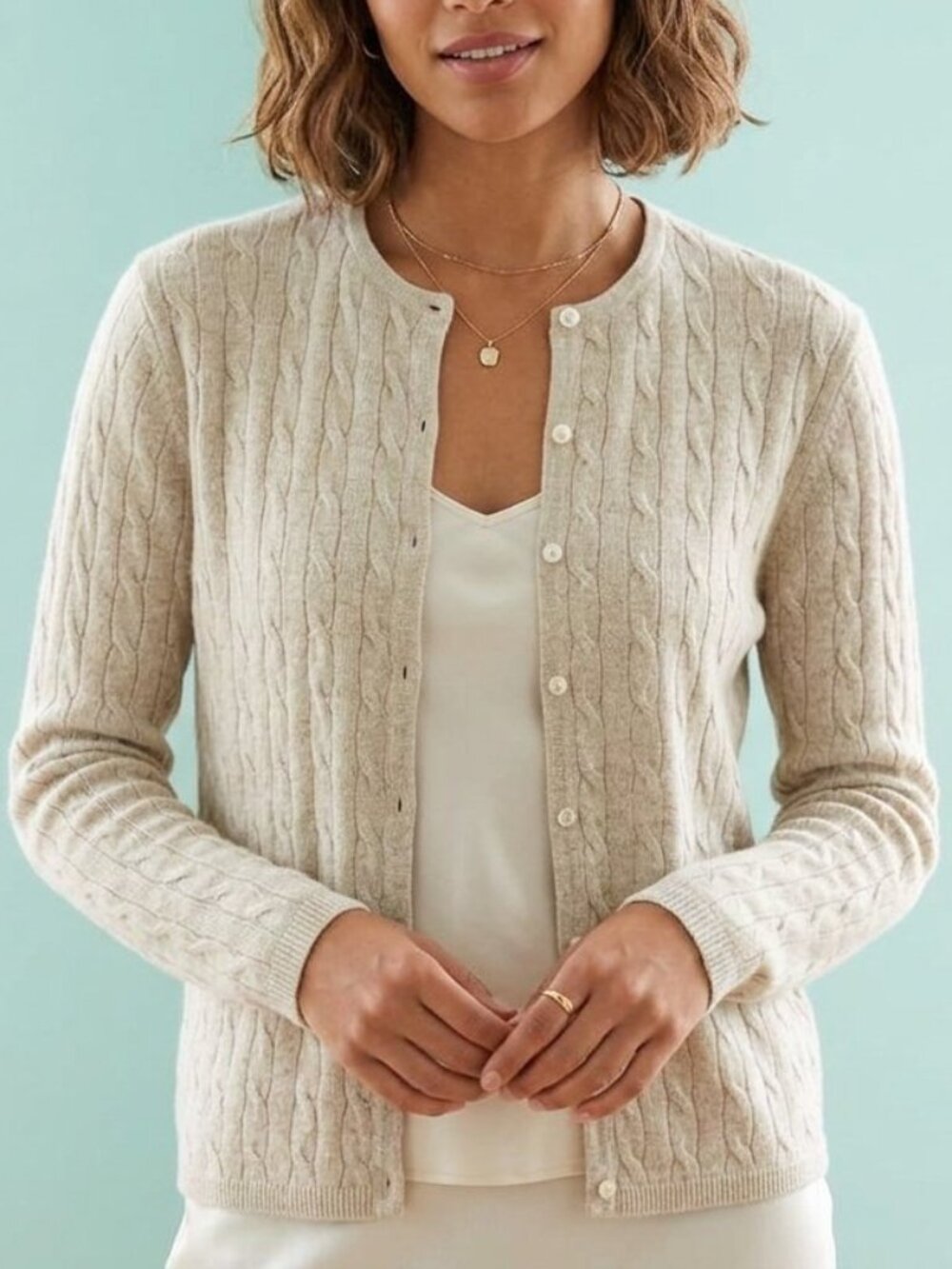 Crystal-Kobe Cream Cardigan Sweater Size‎ M